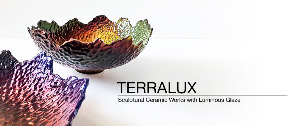 Sculptural ceramic bowls with luminous multicolor lustre glaze – Glaze and Light by Hircan