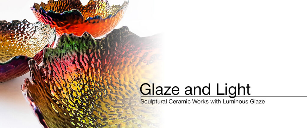 Sculptural ceramic bowls with luminous multicolor lustre glaze – Glaze and Light by Hircan