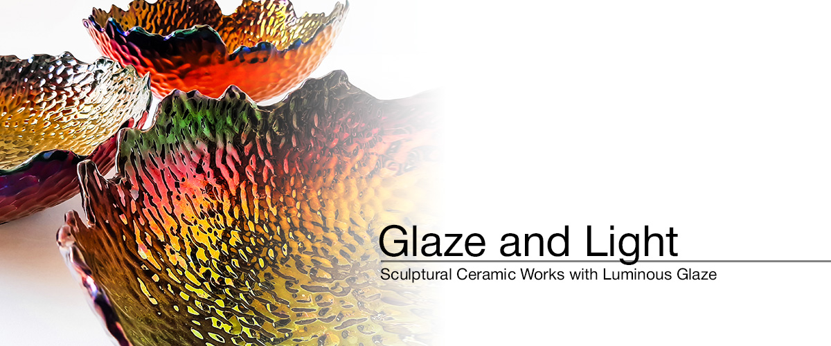 Sculptural ceramic bowls with luminous multicolor lustre glaze – Glaze and Light by Hircan