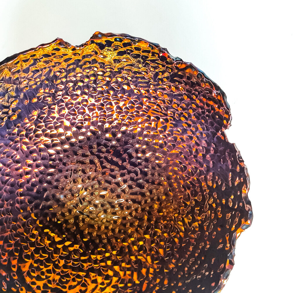 Organic wavy rim and textured surface on handmade Terralux lusterware bowl