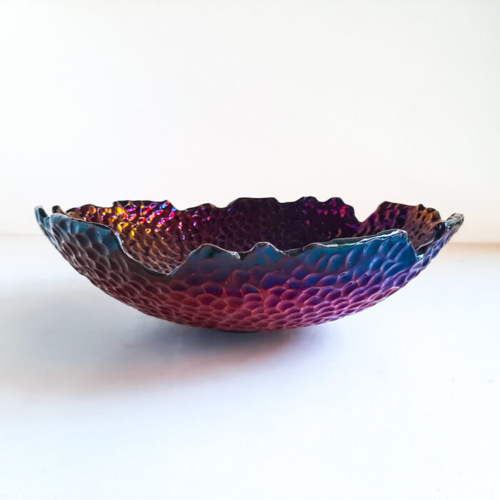 Handmade lustreware bowl with blue–gold gradient glaze – Terralux by Hircan